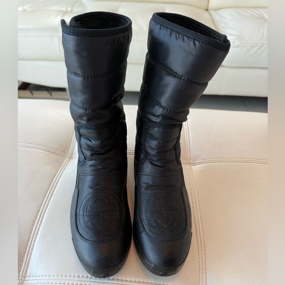 Black Gucci Leather & Quilted Women's Boots